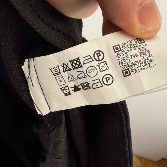 ZARA NWT Pinstripes Jogger-waist Trouser Academia School Midnight Blue Black L - Picture 9 of 11